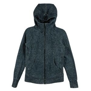 Lululemon Women's Luminesce Splatter Navy White Scuba Hoodie Full Zip Size 6